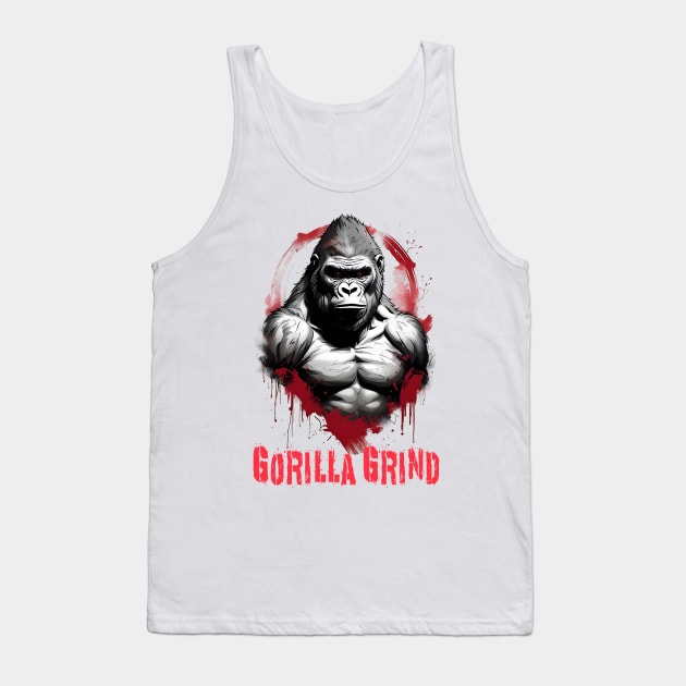 Fierce Silverback Gorilla Grind Distressed Design Tank Top by TF Brands